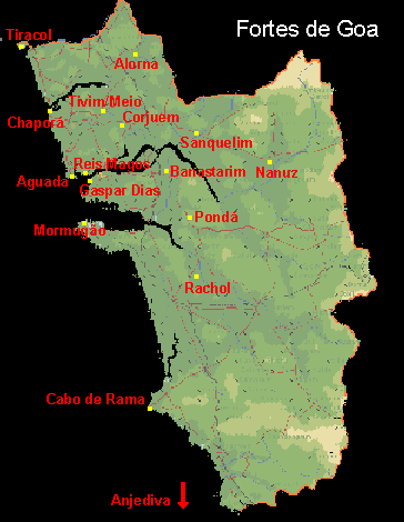 A localizao dos fortes no estado de Goa